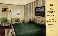 Orange Texas Pines Motel US 90 interior room view unused vintage postcard picture