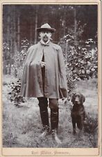 Rare Antique Cabinet Photograph of Victorian Man Outdoor with his Dog c.1880s picture