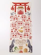 Hyakusen Fox Inari Kitsune Japanese Traditional Cotton Towel Handkerchief Japan picture