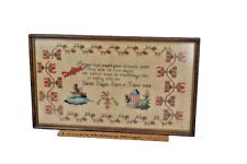 antique sampler framed counted cross stitch signed dated christian poem 1844 picture
