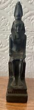 Antique Black Stone Statue Of Pharaoh King Ramses II 8” Tall Seated Throne picture
