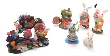 7 Pc Lot Vtg Easter Scene Bunny Rabbit Figurines Resin  2 Dioramas picture