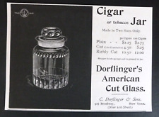 RARE 1896 Antique Ad DORFLINGER American Cut Glass Cigar Tobacco Humidor Jar Vtg picture