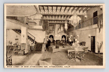 1930'S. ATASCADERO, CALIF. MAIN LOBBY. ATASCADERO INN. POSTCARD CK28 picture