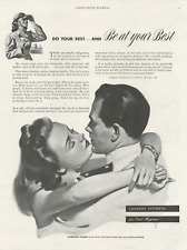 1943 WWII LISTERINE soldier kissing PRINT AD 1940's soldier coming home to wife picture