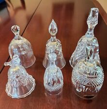 Collector Bell Lot of 6, Lead Glass Bells, Crystal Bells, Vintage 1980's Ex Cond picture