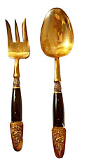 Old SIAM BRASS BUDDHA SERVING SET  Serving Thailand Fork Spoon  picture