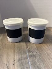Crate And Barrel (2) Ceramic Spice Containers With Chalkboard Label picture