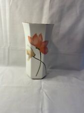 toyo japan vase, vintage, 10 1/2” tall white with flowers, and gold trim picture