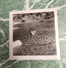 1950s Retro Vintage Photograph Young Woman Swimming In Pristine Lake Outdoors  picture