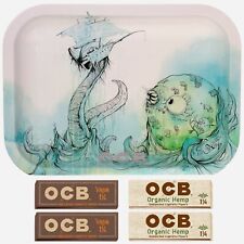 OCB Bundle Small SEA MONSTER Rolling Tray plus 4 papers 1-1/4 (ORG HEMP, VIRGIN) picture