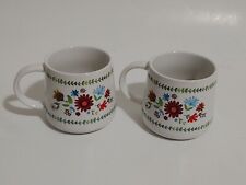 Lot of 2 The English Tableware Company Floral Flower Mugs White Home Goods picture