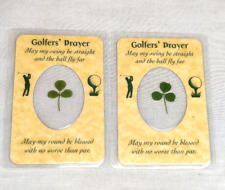 2 Real Shamrock Blessing Card Good Luck Emblems Golfers Prayer Cards Wallet Size picture