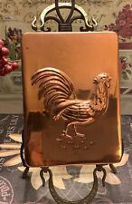 Copper Rooster Rectangle Wall Hanging~w/Heavy Brass Handles~French Country~NICE picture