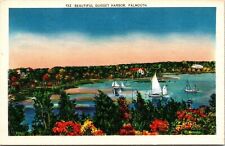 Quisset Harbor Falmouth Sunset Sailboats Linen Postcard UNP VTG Unused Vintage picture