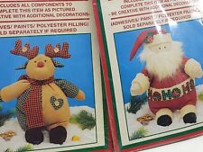 Pair of Vtg Dan Dee Holiday Santa Reindeer Bean Bag Craft Kit Christmas NOS picture