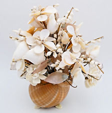 Seashells Flower Bouquet Floral Arrangement Capiz Leaves Decor 8 inch Vintage picture