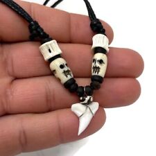  Real Shark tooth necklace Wood Beads Boys Shark Tooth Pendant Necklace Unisex  picture