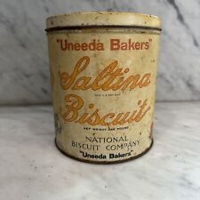 Antique Vintage “Uneeda Bakers” 1 Pound Saltina Biscuit Tin picture