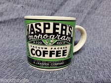 Vintage KASPER'S MONOGRAM COFFEE MUG ANTIQUE TIN LOGO GREEN picture