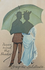 1908 SILHOUETTE NOVELTY Romance PC BIRN BROS Pub COUPLE BEHIND UMBRELLA Germany picture