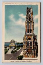 New York City NY-New York Riverside Church, Grant's Tomb, Vintage c1945 Postcard picture