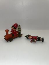 Vintage wooden Christmas ornaments Train Soldier lot of 2 picture