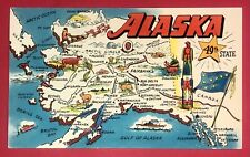 Postcard Alaska 49th State Pictorial Map of Landmarks Cities Totem Pole c1962 picture