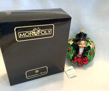 1999 CHRISTOPHER RADKO GLASS ORNAMENT MONOPLY ~RICH UNCLE PENNYBAG WREATH~ picture
