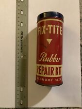 Vintage 1950’s Fix Tite bicycle motorcycle Tire Tube Repair Kit Tin Can gas oil picture