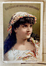 1870s-80s Kabo Corset Trade Card Lovely Victorian Lady Colorful Advertising picture