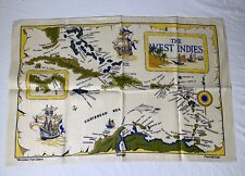 Vintage Irish All Pure Linen Tea Towel Fast Colours Colors West Indies Map picture