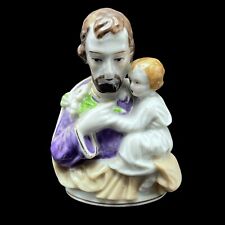 Vintage Porcelain St Joseph & Christ Child Jesus Figurine Ceramic Religious 3.5” picture