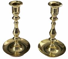 Vtg 1988 Pair Of  Baldwin Brass Candlesticks with Weighted Saucer Base 7