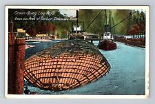 Columbia River OR-Oregon, Ocean Going Log Raft Vintage Souvenir Postcard picture