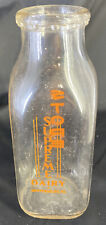Milk Bottle Supreme Dairy Shippensburg PA Glass Clear Orange Lettering  picture