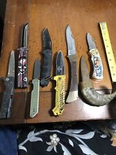 8 Knife Lot, Rare Horn Knife Large Buck Knife Cool Blades Sharp, Fast Shipping picture