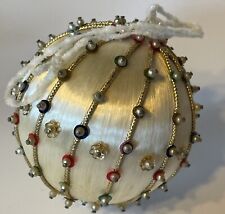 Vintage Off-White Satin Beaded 3” Ornament picture
