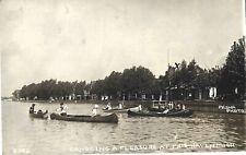 Canoeing a pleasure on lake at Fair Haven MI; nice 1915 RPPC picture