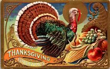 Thanksgiving Postcard Turkey with Cornucopia of Fruits and Vegetables picture