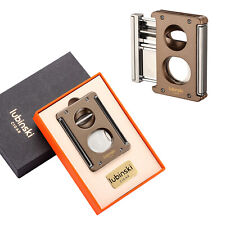 Lubinski Travel Stainless Steel V-Cut Guillotine Cigar Cutter Holder Punch Brown picture