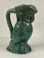 Turquoise Drip Glazed Ceramic Owl Vase Pitcher  10.5 “ H x 6 W picture