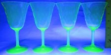 Tiffin US Glass Uranium Diamond Optic 4 Water Goblets Fluoresces in Black Light picture
