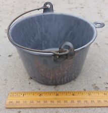 Vintage Graniteware Enamelware Cooking Pot Gray 5 1/2