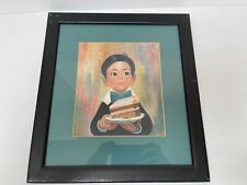 Vintage 1960s Soulet Birthday Cake Boy Picture ~ Kitsch picture