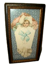 VICTORIAN MOURNING MEMORIAL BABY PICTURE FRAMED FABRIC DIE CUT NURSERY ART picture