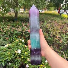 Rare Rainbow Candy Sweet Watermelon Fluorite Tower Point Obelisk Quartz Crystal picture