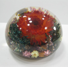 Tarax Infinity Handcrafted Dried Flowers Domed Lucite Glass Paperweight Vintage picture