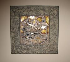 STUDIO DEL CAMPO 1964 ENAMELED BRONZE 3D WALL PLAQUE & RAISED TILE TURIN ITALY picture