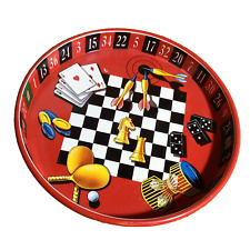 Vintage 13 Inch  Round multi color Shaped Casino Game Serving Tray mancave picture